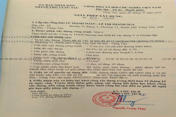 Nhận làm hồ sơ xin phép xây dựng TP Vũng Tàu