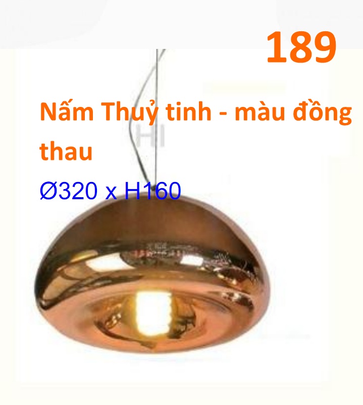 Đèn nấm thủy tinh màu đồng thau 189