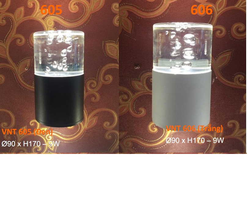 Đèn vách hiện đại đen, xám led 9W 605 & 606