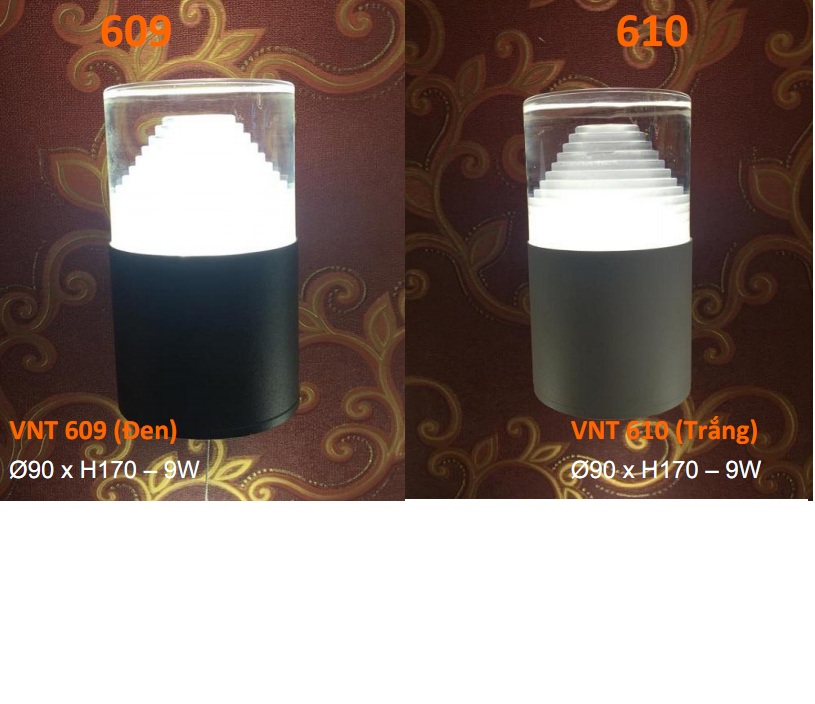 Đèn vách hiện đại đen, xám led 9W 609 & 610