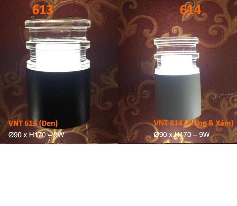 Đèn vách hiện đại đen, xám led 9W 613 & 614