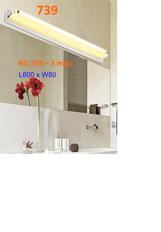 Đèn gương hình chữ nhật led 3 chế độ màu 739