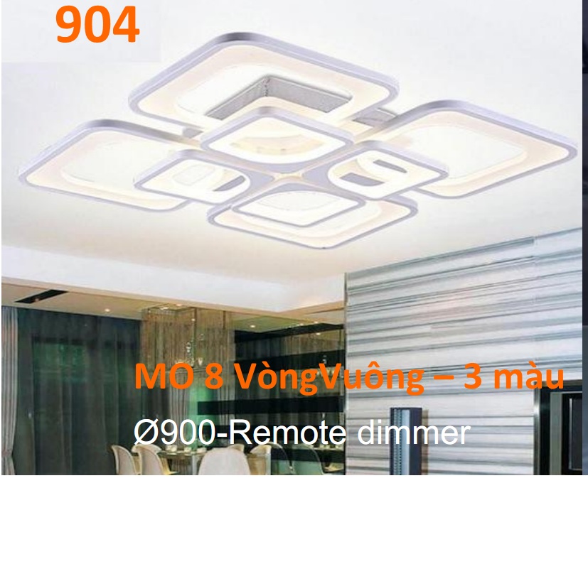 Đèn chùm thả 904 Vòng vuông led 3 chế độ màu